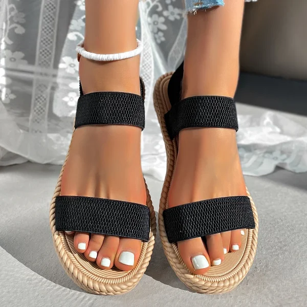 Lightweight Women's Flat Sandals Summer Fashion Elastic Band Roman Sandals Woman Comfortable Non Slip Beach Sandalias Mujer 2025