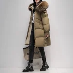 Real raccoon Fur collar Down Jacket for women Winter 2025 New Korean Fashion High-end Thicken White duck down Coats Long Parkas