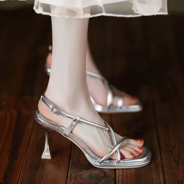 Comfortable and Elegant Open Toe Pumps Sandals for Women Vintage Korea Original Summer 2025 Sandal Cheap Liquidation Woman Shoes