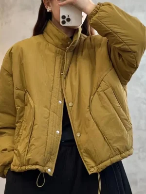 Solid Color Single Breasted Down Coat Winter New Loose Coat Women's Style Casual Warmth Thickened Down Jacket
