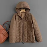 Light Down Jacket Women's Short Hooded White Duck Down Coat Fashion Big Brand 2024 New Winter American Spring Hooded Plaid