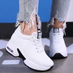 Women Sport Shoes Air Cushion Running Sneaker Comfortable Mesh Shoes Lace Up Breathable White Walking Shoes