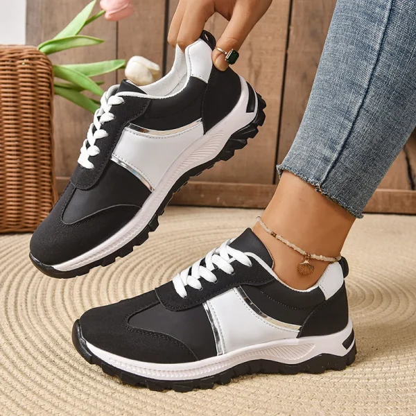 Mix Color Lace Up Sport Sneaker Women 2025 Plus Size 36-43 Thick Bottom Vulcanized Shoes Woman Non Slip Casual Running Shoes