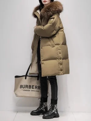 Real raccoon Fur collar Down Jacket for women Winter 2025 New Korean Fashion High-end Thicken White duck down Coats Long Parkas