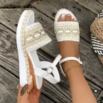Plus Size Wedges Bohemian Sandals for Women Summer 2025 Platform Thick Bottom Sandles Woman Embroidery Lightweight Rome Sandals