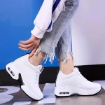 Women Sport Shoes Air Cushion Running Sneaker Comfortable Mesh Shoes Lace Up Breathable White Walking Shoes