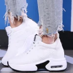 Women Sport Shoes Air Cushion Running Sneaker Comfortable Mesh Shoes Lace Up Breathable White Walking Shoes