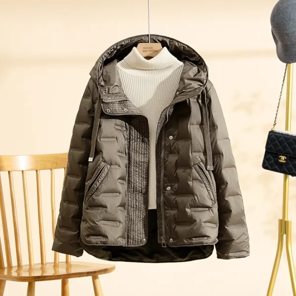 OFTBUY 2025 New Autumn Winter Clothing Women White Duck Down Coat Long Sleeve Fashion Puffer Jacket Commute Hooded Clothes Lady