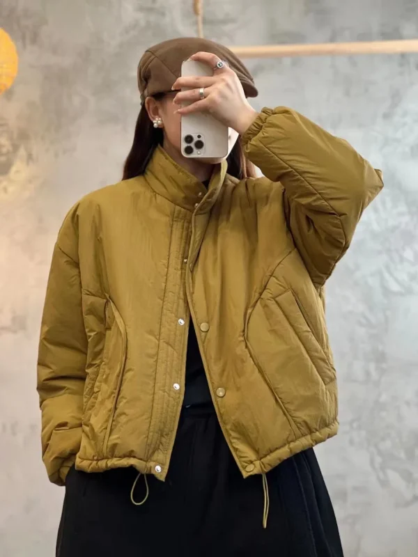 Solid Color Single Breasted Down Coat Winter New Loose Coat Women's Style Casual Warmth Thickened Down Jacket