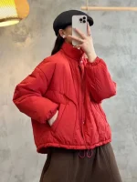 Solid Color Single Breasted Down Coat Winter New Loose Coat Women's Style Casual Warmth Thickened Down Jacket