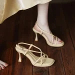 Comfortable and Elegant Open Toe Pumps Sandals for Women Vintage Korea Original Summer 2025 Sandal Cheap Liquidation Woman Shoes