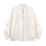 2025 AZRAF fashion European and American style summer new blend rollable sleeve jacket chic zipper top Outerwear Mujer