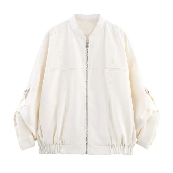 2025 AZRAF fashion European and American style summer new blend rollable sleeve jacket chic zipper top Outerwear Mujer