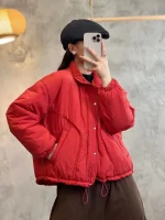 Solid Color Single Breasted Down Coat Winter New Loose Coat Women's Style Casual Warmth Thickened Down Jacket