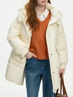 FSLE 151-173 Filling Amount Loose Casual Korean Down Jacket for Women 2024 Winter New Hooded Warm Jacket 24FS14321