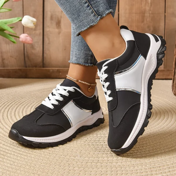 Mix Color Lace Up Sport Sneaker Women 2025 Plus Size 36-43 Thick Bottom Vulcanized Shoes Woman Non Slip Casual Running Shoes