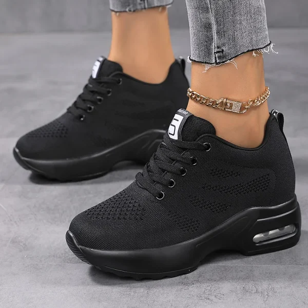 Women Sport Shoes Air Cushion Running Sneaker Comfortable Mesh Shoes Lace Up Breathable White Walking Shoes