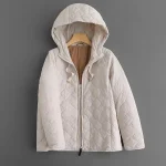 Light Down Jacket Women's Short Hooded White Duck Down Coat Fashion Big Brand 2024 New Winter American Spring Hooded Plaid