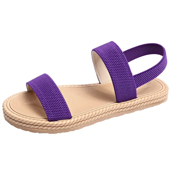 Lightweight Women's Flat Sandals Summer Fashion Elastic Band Roman Sandals Woman Comfortable Non Slip Beach Sandalias Mujer 2025
